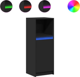 vidaXL - Dressoir - met - LED - 38x34x100 - cm - bewerkt - hout - zwart