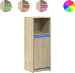 vidaXL - Dressoir - met - LED - 38x34x100 - cm - bewerkt - hout - sonoma - eikenkleurig