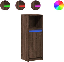 vidaXL - Dressoir - met - LED - 38x34x100 - cm - bewerkt - hout - bruin - eikenkleur
