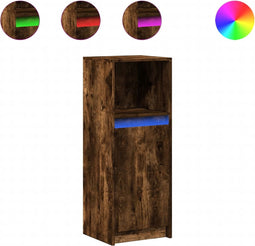 vidaXL - Dressoir - met - LED - 38x34x100 - cm - bewerkt - hout - gerookt - eikenkleurig