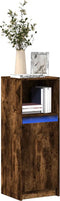 vidaXL - Dressoir - met - LED - 38x34x100 - cm - bewerkt - hout - gerookt - eikenkleurig