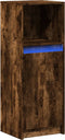vidaXL - Dressoir - met - LED - 38x34x100 - cm - bewerkt - hout - gerookt - eikenkleurig