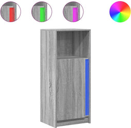 vidaXL - Dressoir - met - LED - 42,5x34x100 - cm - bewerkt - hout - grijs - sonoma - eiken