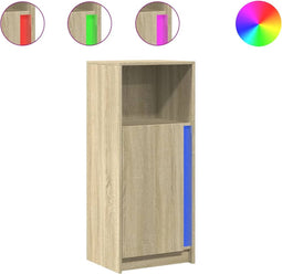 vidaXL - Dressoir - met - LED - 42,5x34x100 - cm - bewerkt - hout - sonoma - eikenkleur