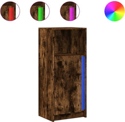 vidaXL - Dressoir - met - LED - 42,5x34x100 - cm - bewerkt - hout - gerookt - eikenkleur