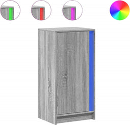 vidaXL - Dressoir - met - LED - 42,5x34x85 - cm - bewerkt - hout - grijs - sonoma - eiken