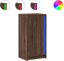vidaXL - Dressoir - met - LED - 42,5x34x85 - cm - bewerkt - hout - bruin - eikenkleur