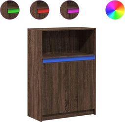 vidaXL - Dressoir - met - LED - 72x34x100 - cm - bewerkt - hout - bruin - eikenkleur