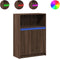 vidaXL - Dressoir - met - LED - 72x34x100 - cm - bewerkt - hout - bruin - eikenkleur