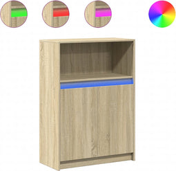 vidaXL - Dressoir - met - LED - 72x34x100 - cm - bewerkt - hout - sonoma - eikenkleurig