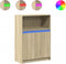 vidaXL - Dressoir - met - LED - 72x34x100 - cm - bewerkt - hout - sonoma - eikenkleurig