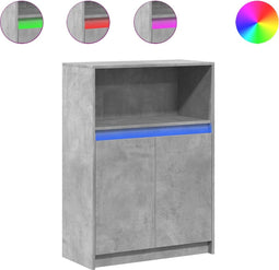 vidaXL - Dressoir - met - LED - 72x34x100 - cm - bewerkt - hout - betongrijs