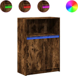 vidaXL - Dressoir - met - LED - 72x34x100 - cm - bewerkt - hout - gerookt - eikenkleurig