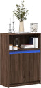 vidaXL - Dressoir - met - LED - 72x34x100 - cm - bewerkt - hout - bruin - eikenkleur