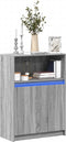 vidaXL - Dressoir - met - LED - 72x34x100 - cm - bewerkt - hout - grijs - sonoma - eiken