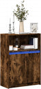 vidaXL - Dressoir - met - LED - 72x34x100 - cm - bewerkt - hout - gerookt - eikenkleurig