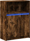 vidaXL - Dressoir - met - LED - 72x34x100 - cm - bewerkt - hout - gerookt - eikenkleurig