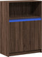 vidaXL - Dressoir - met - LED - 72x34x100 - cm - bewerkt - hout - bruin - eikenkleur