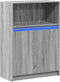 vidaXL - Dressoir - met - LED - 72x34x100 - cm - bewerkt - hout - grijs - sonoma - eiken