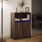 vidaXL - Dressoir - met - LED - 72x34x100 - cm - bewerkt - hout - bruin - eikenkleur