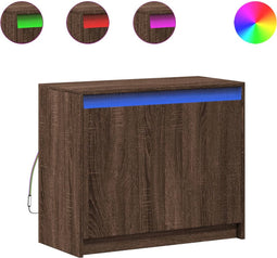 vidaXL - Dressoir - met - LED - 72x34x61 - cm - bewerkt - hout - bruin - eikenkleur