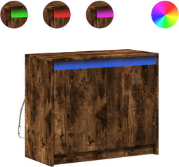 vidaXL - Dressoir - met - LED - 72x34x61 - cm - bewerkt - hout - gerookt - eikenkleurig