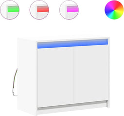 vidaXL - Dressoir - met - LED - 72x34x61 - cm - bewerkt - hout - wit