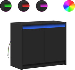 vidaXL - Dressoir - met - LED - 72x34x61 - cm - bewerkt - hout - zwart