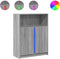 vidaXL - Dressoir - met - LED - 77x34x100 - cm - bewerkt - hout - grijs - sonoma - eiken