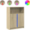vidaXL - Dressoir - met - LED - 77x34x100 - cm - bewerkt - hout - sonoma - eikenkleurig