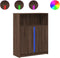 vidaXL - Dressoir - met - LED - 77x34x100 - cm - bewerkt - hout - bruin - eikenkleur