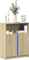 vidaXL - Dressoir - met - LED - 77x34x100 - cm - bewerkt - hout - sonoma - eikenkleurig