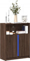 vidaXL - Dressoir - met - LED - 77x34x100 - cm - bewerkt - hout - bruin - eikenkleur