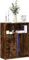vidaXL - Dressoir - met - LED - 77x34x100 - cm - bewerkt - hout - gerookt - eikenkleurig