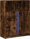 vidaXL - Dressoir - met - LED - 77x34x100 - cm - bewerkt - hout - gerookt - eikenkleurig
