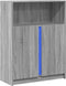 vidaXL - Dressoir - met - LED - 77x34x100 - cm - bewerkt - hout - grijs - sonoma - eiken