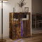 vidaXL - Dressoir - met - LED - 77x34x100 - cm - bewerkt - hout - gerookt - eikenkleurig