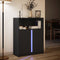 vidaXL - Dressoir - met - LED - 77x34x100 - cm - bewerkt - hout - zwart