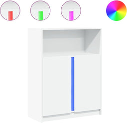 vidaXL - Dressoir - met - LED - 77x34x100 - cm - bewerkt - hout - wit