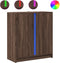 vidaXL - Dressoir - met - LED - 77x34x85 - cm - bewerkt - hout - bruin - eikenkleur