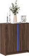 vidaXL - Dressoir - met - LED - 77x34x85 - cm - bewerkt - hout - bruin - eikenkleur