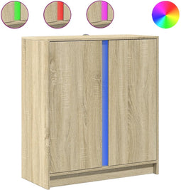 vidaXL - Dressoir - met - LED - 77x34x85 - cm - bewerkt - hout - sonoma - eikenkleurig