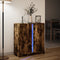 vidaXL - Dressoir - met - LED - 77x34x85 - cm - bewerkt - hout - gerookt - eikenkleurig