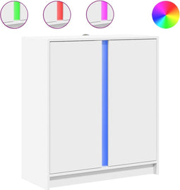 vidaXL - Dressoir - met - LED - 77x34x85 - cm - bewerkt - hout - wit