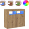 vidaXL - Dressoir - met - LED - 80x35x75 - cm - bewerkt - hout - artisanaal - eiken