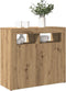 vidaXL - Dressoir - met - LED - 80x35x75 - cm - bewerkt - hout - artisanaal - eiken