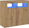 vidaXL - Dressoir - met - LED - 80x35x75 - cm - bewerkt - hout - artisanaal - eiken