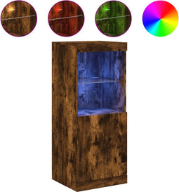 vidaXL - Dressoir - met - LED-verlichting - 41x37x100 - cm - gerookt - eikenkleurig