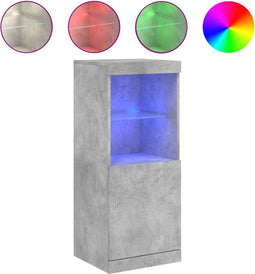 vidaXL - Dressoir - met - LED-verlichting - 41x37x100 - cm - betongrijs