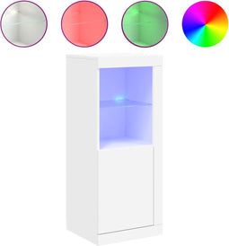 vidaXL - Dressoir - met - LED-verlichting - 41x37x100 - cm - wit